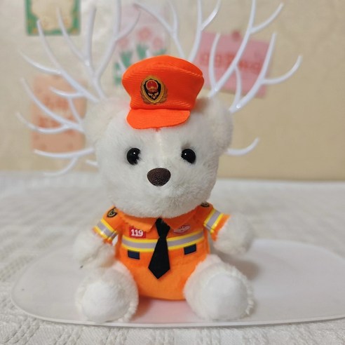 순잠 소방경찰테마 곰돌이 감성 키링, 소방관곰, 1개, 12cm