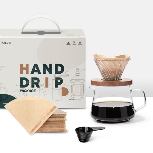 칼딘 V형 클리어 핸드드립 세트 브라운 1-2인용, 1세트, 5종, 400ml