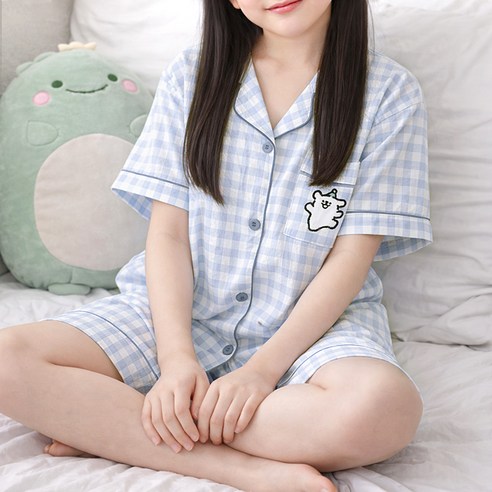 헤이주니 고학년 클레버 반팔 실내복 상하 세트