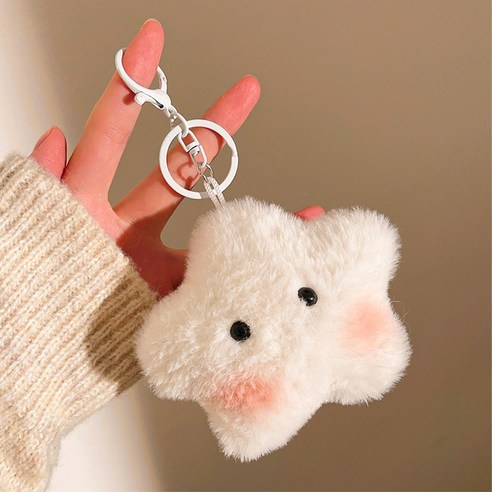 다다랜드 몽실구름 복슬 인형 데일리 키링, 화이트스타, 1개, 7cm