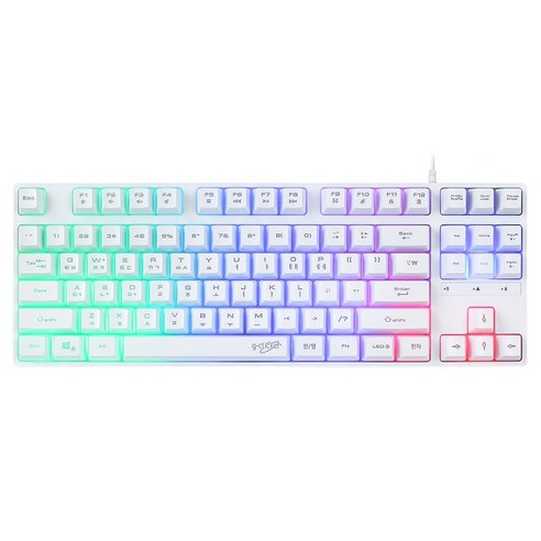 지클릭커 슈퍼히어로 저소음 RAINBOW LED 87 유선 텐키리스 게이밍 키보드, WHITE, G3 PLUS, 제조사축