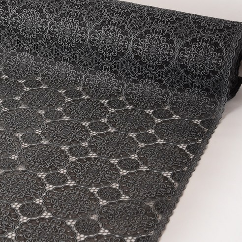 데코리아 북유럽풍 레이스 방수코팅 식탁보 FL2970, 50cm x 2m, 블랙, 1개