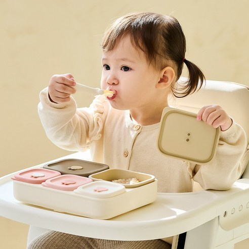 아띠래빗 유아용 쏙쏙 모듈형 실리콘 흡착 식판 후기 분석 - 소형 보관 용기 3p