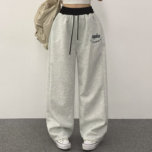 위드후이린 여성용 트로이 배색 트레이닝 밴딩 팬츠