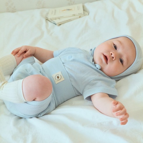 말랑하니 신생아용 통기성 5부 실내복 상하의 세트