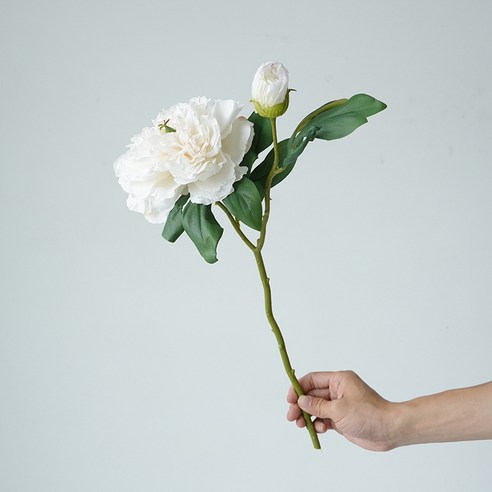 틴코 조화 고급스러운 인조 작약 인테리어 꽃, 화이트, 1개