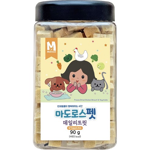 마도로스펫 반려동물 동결건조 데일리트릿, 혼합맛(닭가슴살/채소), 90g, 1개