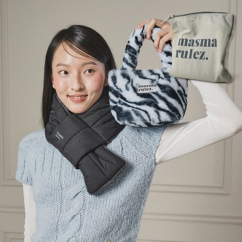 마스마룰즈 여성용 애니멀 보드리 토트백 + 파우치 세트 230 x 120 x 155 mm | 브라운