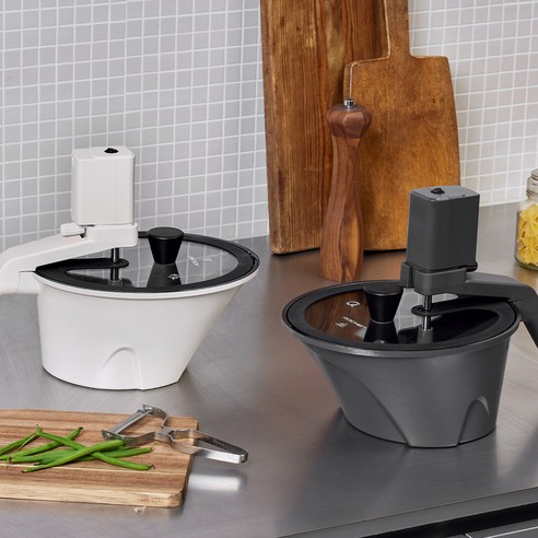 로이첸 인덕션 아이지글 자동회전롤팬 크림 후기 분석 - 뚜껑 결합 모습