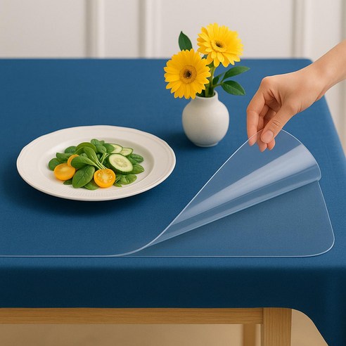 바른 식탁 PVC 테이블 매트, 투명, 70cm x 170cm x 두께 2mm, 1개