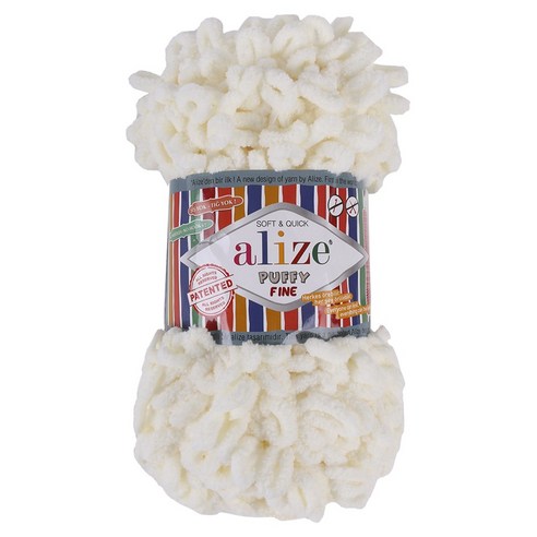 alize 핑거니팅 퍼피파인 뜨개실, 62 아이보리, 1개