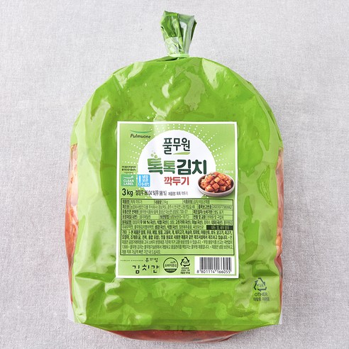 Pulmuone Toktok Kkakdugi , 3 kg, 1 Pack (풀무원 톡톡 깍두기, 3kg, 1개)