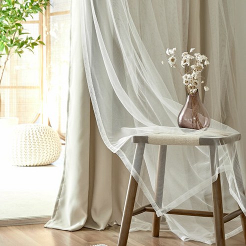 [모던하우스] ON마리 이중레이스 암막커튼 2장세트 후기 분석 - 원단 질감 상세