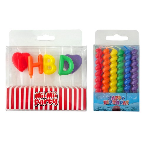 미미파티 해피벌스데이 알파벳 생일 뚱보 꼬불 케이크 초 2종 세트, 컬러풀세트, 1세트