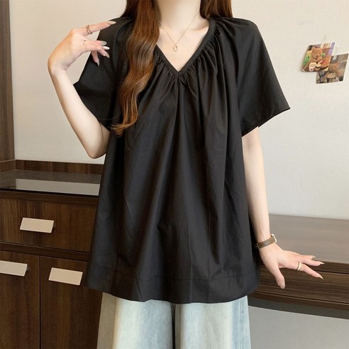 인피어스 셔링 브이넥 심플 블라우스 I263-0150
