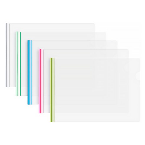 모던앳 A4 가로형 쫄대 파일 5종 세트, 화이트, 민트, 블루, 핑크, 그린, 1세트