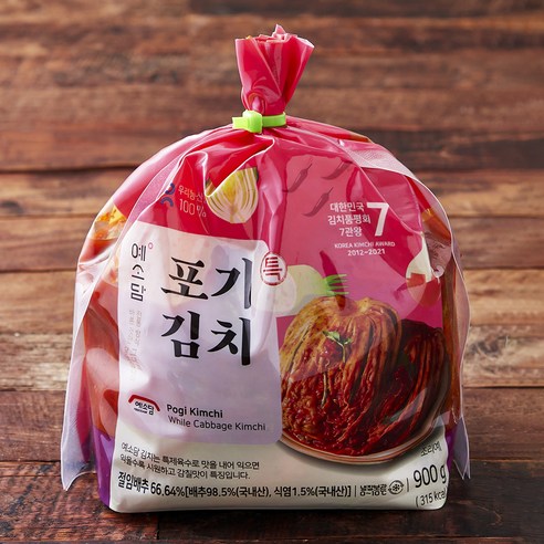 Yesodam Domestic Pear Chu Mandeun Teuk Packets Gi Kimchi , 900 g, 1 Pack (예소담 국내산 배추로 만든 특포기 김치, 900g, 1개)