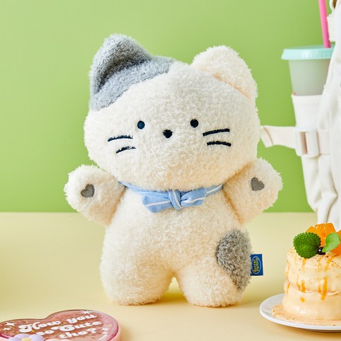 버터 포슬포슬 피크닉 인형 밀크캣, 화이트, 1개, 26cm