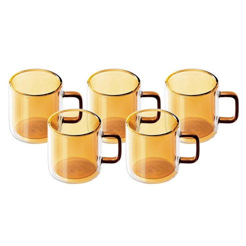 칼딘 더블 월 컬러풀 머그컵 400ml, 앰버, 5개