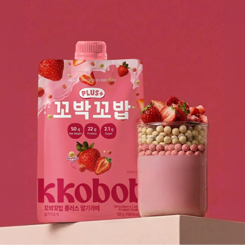 꼬박꼬밥 비브리브 플러스 단백질쉐이크 딸기라떼 7p 350g, 1개 이미지 2