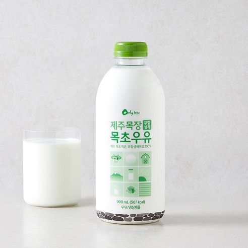 온리제주 제주목장 무항생제 인증 목초우유, 1개, 900ml