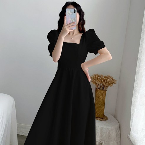 데이소이 데일리 퍼프소매 A라인 임부 원피스