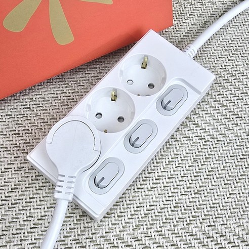 원스탑 재로갭 슬림 개별 스위치 멀티탭 3구 16A + 안전커버 이미지 4