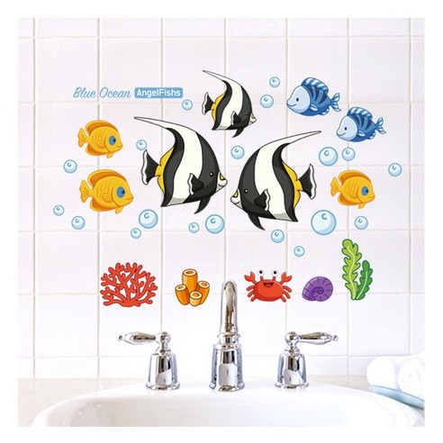 Fantastics 裝飾貼紙藍色海洋神仙魚GDT-8204 2入, 多色- 優惠推薦