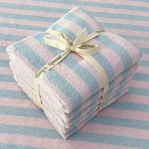 테리파머 스트라이프 디자인 선염 호텔 수건 후기 분석 - 수건 표면 조직감 확인