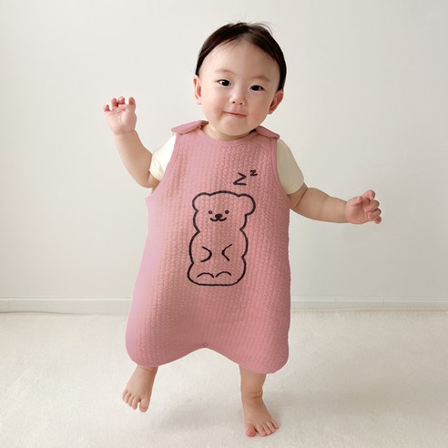 아동용 스르르 잠오는 곰 보온 수면조끼