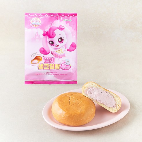 프레시오늘 캐치티니핑 우리밀 딸기 프랑스 생크림빵, 130g, 1개, 1개입