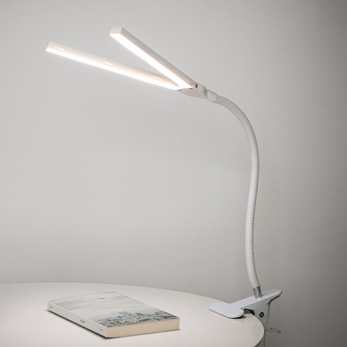 IRENE 듀얼 헤드 클립 LED 스탠드 IR2200T, 화이트