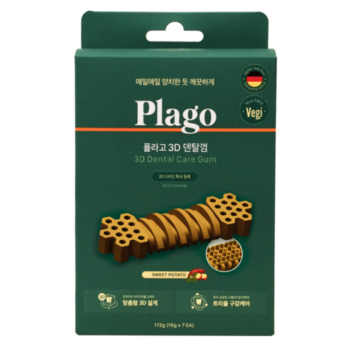 플라고 강아지 3D 스케일링 덴탈껌 7p, 1개, 112g, 꿀고구마