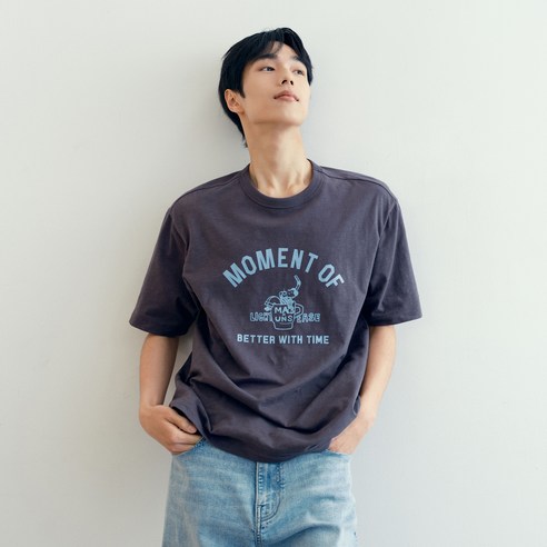 마인드브릿지 남성용 UNS 슬럽 그래픽 오버핏 티셔츠 M1TS3160