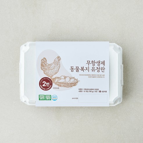 조인 동물복지 인증 무항생제 유정란 780g, 1개, 15구