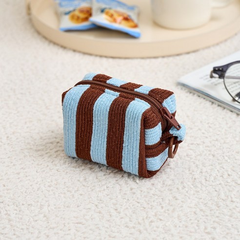 모던하우스 위캔드 테리 스트라이프 미니 키링 8 x 7 x 4 cm, 블루브라운, 1개