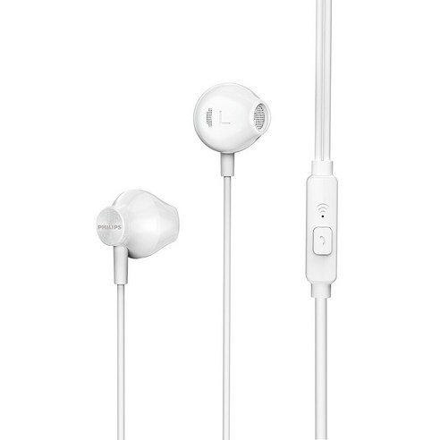 필립스 오픈형 3.5mm 고음질 스테레오 마이크 지원 시원한 착용감 주변소리 들리는 안전형 PC 호환 유선 이어폰 TAUE101 화이트 이미지 2