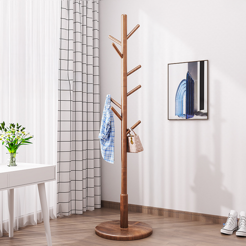 데일리홈 나무형 원목 스탠드 옷걸이, 호두