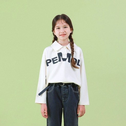 아이러브제이 모던 레터링 면 카라 티셔츠