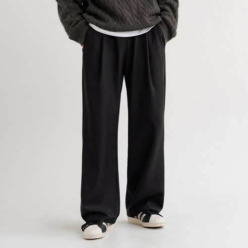 제타 남성용 프리미엄 원턱 와이드 밴딩 슬랙스 바지