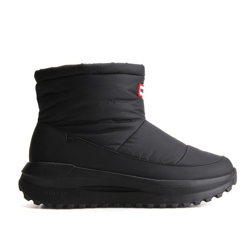 헌터 푸퍼 부츠의 옆모습과 깔끔한 디자인, 경량 소재 확인