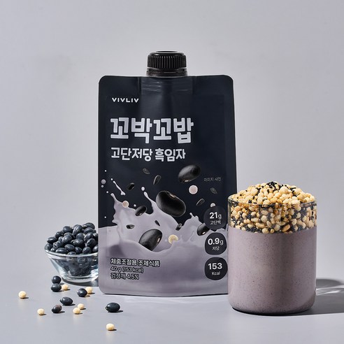 꼬박꼬밥 고단저당 단백질 쉐이크 흑임자맛 7p 280g, 1개 이미지 3