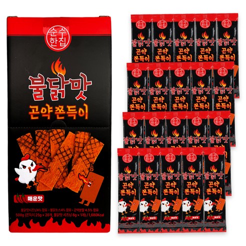 순수한집 불닭맛 곤약 쫀드기 25g x 20p + 시즈닝 8g 세트, 1세트