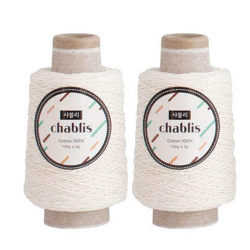 yarna 샤블리 콘사 뜨개실 100g, 101 화이트, 2개