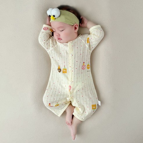 베베니즈 순면메쉬 풀스냅 긴팔우주복