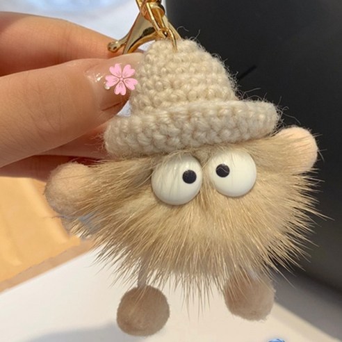다다랜드 먼지뭉치 인형 키링, 6cm, 아이보리, 1개