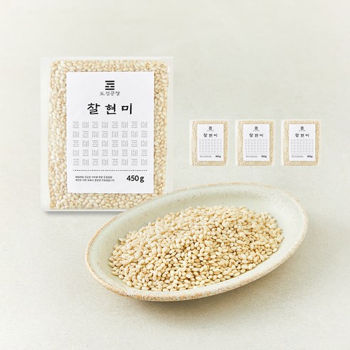 도정공장 진공미 씻어나온 찰현미, 4개, 450g