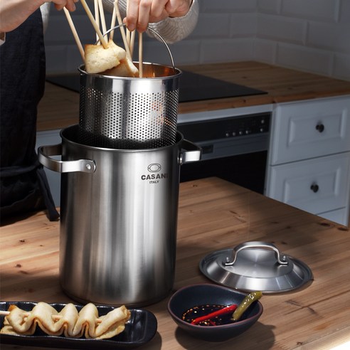 까사니 인덕션 쿠치나 멀티팟 냄비 4.3L 후기 분석 - 뚜껑 결합 모습