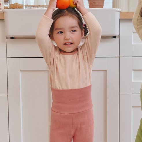 올로미미 코지 골지 배앓이방지 9부 실내복세트 90호, 90호, 피치(상의), 살몬핑크(하의), 피치(상의), 살몬핑크(하의) 섬네일