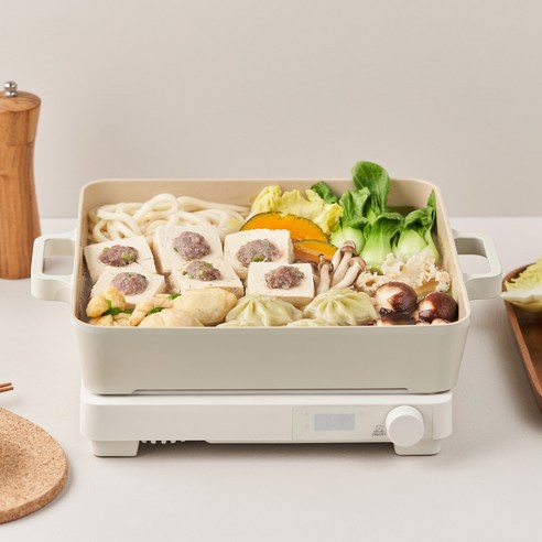 네오플램피카 인덕션 사각 전골팬 + 다이얼 인덕션 세트 2종 후기 분석 - 화이트 톤 구성